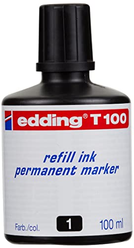 edding T 100 tinta de recarga para marcador permanente - negro - 100 ml - con sistema de dosificador por goteo para una recarga rápida de casi cualquier marcador de permanentes