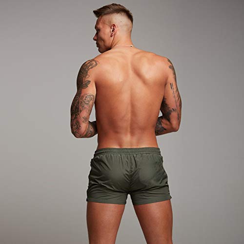 EDOTON Bañador para Hombre, Pantalones Cortos Impermeables Pantalones Cortos de Surf Pantalones de Natación (EU M/Tag L, Ejercito Verde)