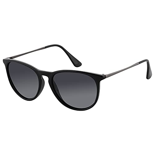 EFE Gafas de sol polarizadas mujer hombre unisex polaroid gafas Retro y Moda ligeros comodos protección UV400 redondas para Pesca Senderismo Conducir Excursión Running gris