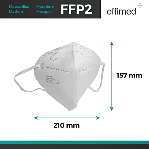 Effimed - Mascarillas FFP2 50 unidades NR - Mascarillas FFP2 homologadas autofiltrantes - >94% filtración - Made in España - Gomas elásticas