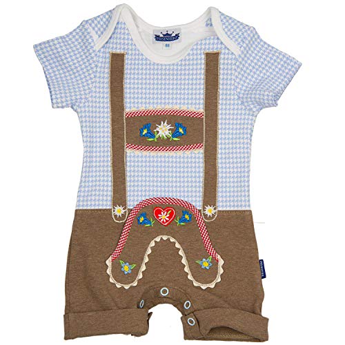 Eisenherz Mono Corto del país Alpino con Tirantes,Trajes Tradicionales Body de bebé para niño Estilo pantalón de Cuero, Azul Claro. Talla 62.