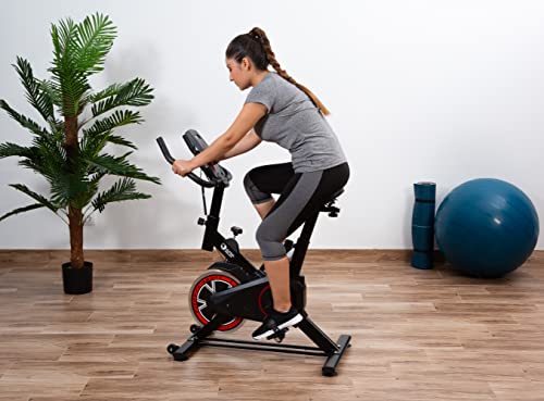 EKA® Bicicleta spinning profesional (nuevo modelo 2022) - Diseño ergonómico – Ruedas que permiten moverla con facilidad – Varios niveles de intensidad – Sensor de pulso