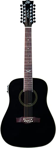 EKO Guitars NXT D100E XII SEE THROUGH BLACK, Guitarra acústica 12 cuerdas, parte superior de abeto, bandas fondo y mango de caoba, teclado de South American Roupaná, escala 648 mm, color negro