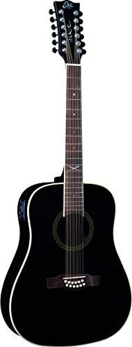 EKO Guitars NXT D100E XII SEE THROUGH BLACK, Guitarra acústica 12 cuerdas, parte superior de abeto, bandas fondo y mango de caoba, teclado de South American Roupaná, escala 648 mm, color negro