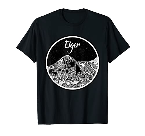 El Eiger blanco y negro Montaña impresión Camiseta