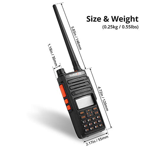 El walkie-Talkie Radioddity GA-510, de Banda Dual con 10 vatios de Potencia para Largo Alcance es una Radio de Aficionados Que Viene con Auricular, 2 baterías