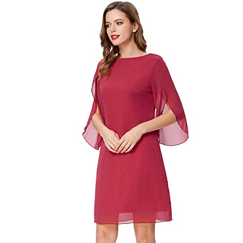 Elegante Mujer Cuello Redondo Camiseta Blusa Ancha para Primavera Oliva Rojo 3XL CL010888-2