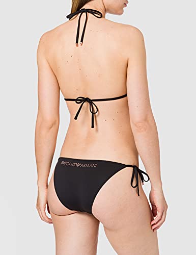 Emporio Armani Swimwear Triangle Rem.Cups & Brief W/Bows Bikini Silver & Bronze Juego Biquini, Negro, XL para Mujer