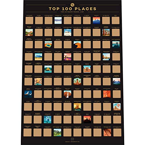 Enno Vatti Póster para rascar con 100 lugares – Los mejores destinos de viaje Lista de deseos (42 x 59,4 cm)