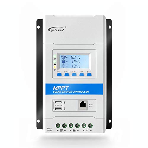 EPEVER® 30A MPPT Controlador de Carga Solar Voltaje del Sistema de Identificación Automático de 12V/24V con Pantalla LCD y Puerto USB - TRIRON 3210N
