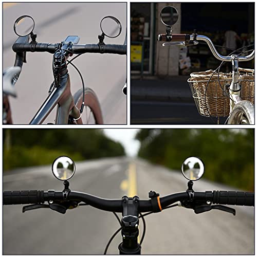 Espejos de bicicleta de 7 piezas, 2 tamaños, espejos retrovisores de ciclismo para bicicleta, espejo de plástico convexo giratorio de 360 ​​° para bicicleta de carretera de montaña