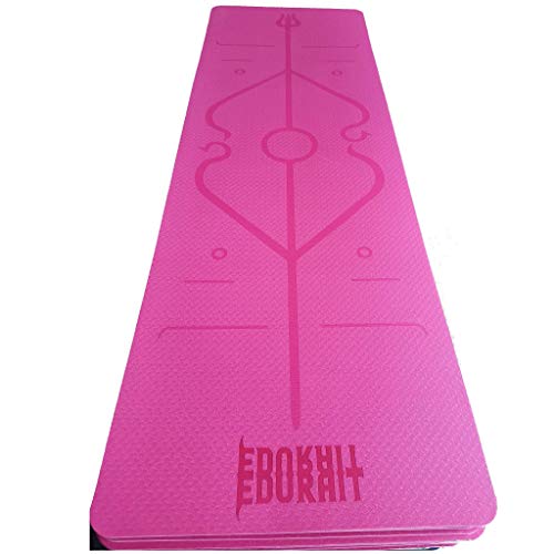 Esterilla Yoga Doble Color Antideslizante con TPE, Colchoneta Gimnasia, Fitness, Pilates, con Línea de Cuerpo, Transpirable y Resistente al Desgarro. 183 * 61 * 6 mm. (Rosa/Violeta Claro)