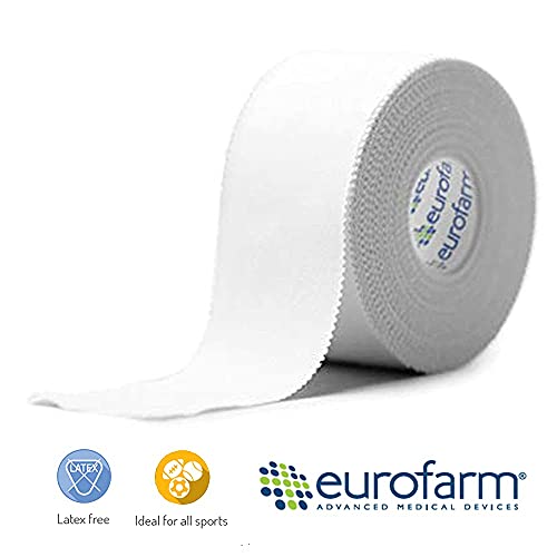 Euroathletic Sport Tape (cm 3,8 x m 10) Cinta para Sujeción Rígida, Vendaje Funcional y Deportivo, 100% Viscosa con Adhesivo Hipoalergénico de Oxido de Zinc