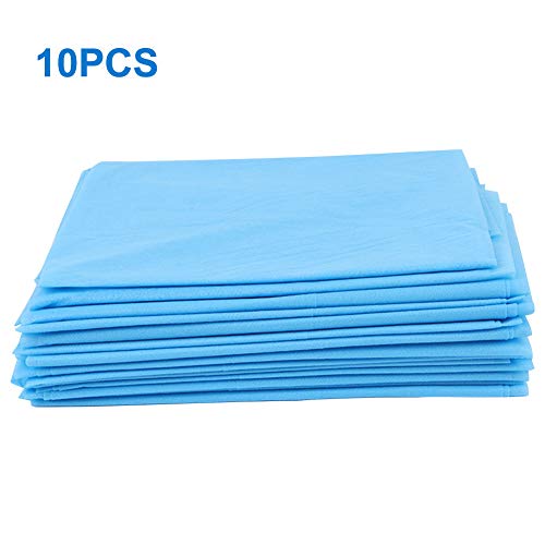 Faderr 10 sábanas desechables no tejidas de 80 x 180 cm, fundas desechables impermeables, impermeables e hipoall-ergenic, para salón, spa, mesa de masaje, hoteles y masajes (azul claro)