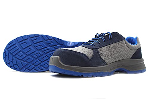 FAL SEGURIDAD - Astra Azul - Zapato de Seguridad, Textil hidrofugado, Puntera no Metalica, Suela Antideslizante, para: Hombre Color: Azul Talla:42