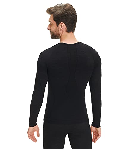 Falke Unterwäsche Wool Tech Longsleeve Shirt Comfort Capa de Base Superior, Hombre, Negro, M