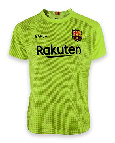 FC. Barcelona Conjunto Camiseta y pantalón de Portero Replica 1ª EQ Temporada 2021/22 - Producto con Licencia - Dorsal 1 TER STEGEN - 100% Poliéster - Talla niño 8 años