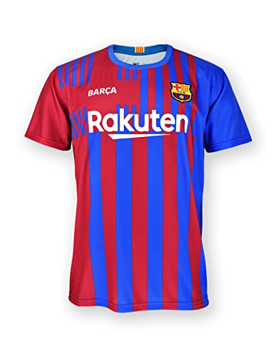 FC. Barcelona Conjunto niño Camiseta y Pantalón 1ª EQ. Temporada 2021-22 - Producto con Licencia - 100% Poliéster - Dorsal Liso - Talla niño 8 años