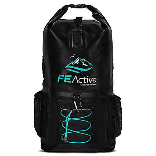 FE Active Mochila Impermeable Dry Bag - Mochila de Senderismo Eco 20L Bolsa Estanca para Acampar y Equipo de Pesca. Bolsa de Viaje, Bolsa de Playa, Pesca, Kayak y Navegación | Diseñada en California