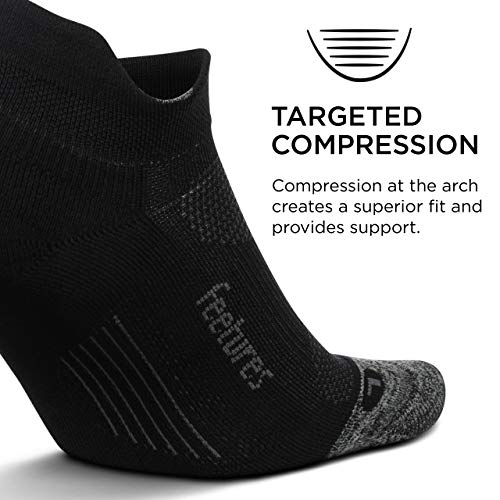 Feetures - Elite Light Cushion - No Show Tab - Calcetines deportivos para correr para hombres y mujeres - Negro - Talla Grande