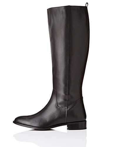 find. Flat Knee Length Leather Botas Altas, Marrón Brown, 36 EU