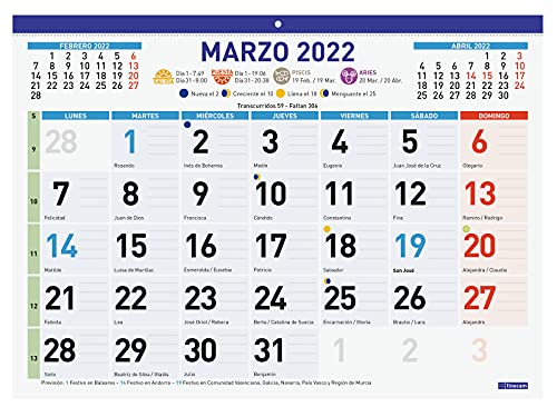 Finocam - Calendario Faldilla 2022 F94 - 430x310 mm Mixta Español