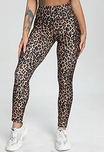 FITTOO Mallas Leggings Mujer Pantalones Deportivos Yoga Alta Cintura Elásticos Transpirables #1 Textura Leopardo L