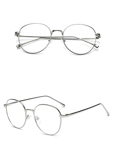 Flydo Gafas de Lentes Transparentes gafas de Lectura Decoración de Moda/Gafas Retro para Mujeres Unisexo Montura Gafas Metal Vista