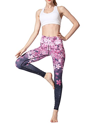 FLYILY Mallas Deportivas Mujer Pantalones impreso Leggings Deportes para Running Yoga Fitness Gym(2-Cherry,XXL)