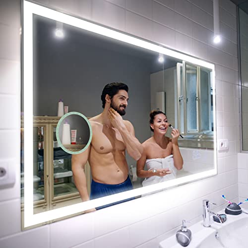 FORAM Espejo de Baño con Iluminación luz LED - Personaliza el Espejo de Pared con Accesorios - 110x90cm - Diferentes tamaños para Baño - Iluminado, retroiluminación - L01
