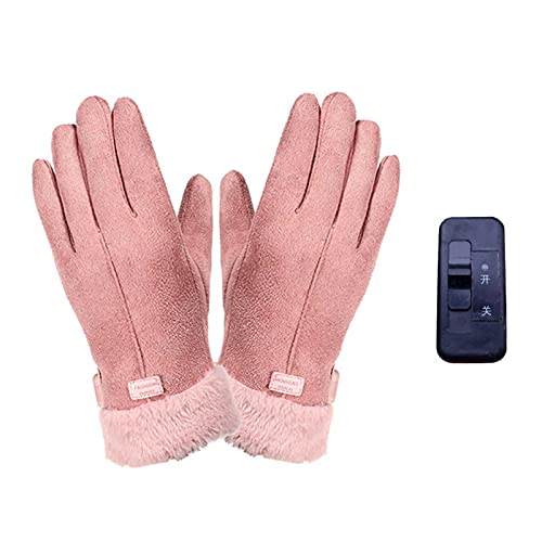 Fovolat USB Charging Heating Gloves, Heated Gloves Hand Warmer Gloves, 3D Ergonomics Ladies Warming Gloves with Coral Lint Cotton, Outdoor Cycling Electric Gloves for Women