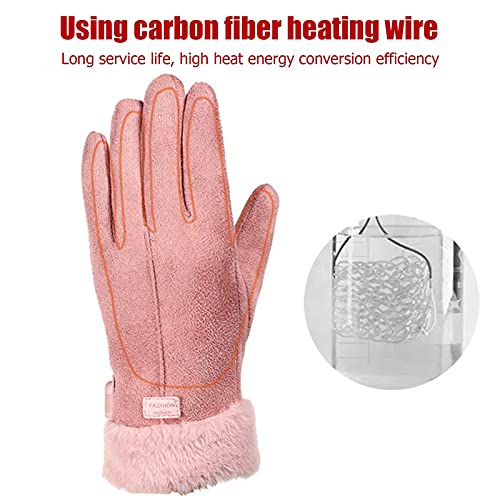 Fovolat USB Charging Heating Gloves, Heated Gloves Hand Warmer Gloves, 3D Ergonomics Ladies Warming Gloves with Coral Lint Cotton, Outdoor Cycling Electric Gloves for Women