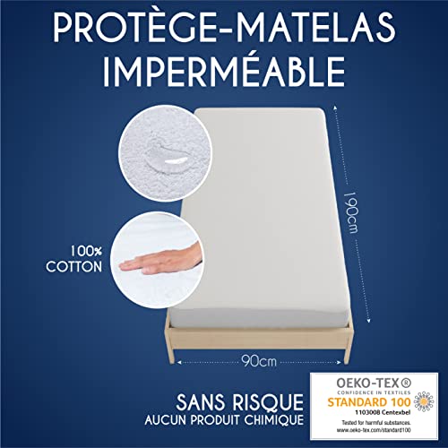 Funda Colchon 90 x 190/200 cm Impermeable - Dreamzie - Protector Colchon Oeko-Tex® Hipoalergénico, Anti-Bacteriano, Anti-Acaros - Made in EU