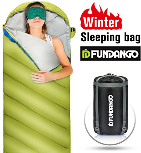 FUNDANGO Saco de Dormir Ligero XL para Camping, Mochilero, Viaje con Saco de Compresión Cálido Saco de Dormir Confort Portátil 3-4 Temporada