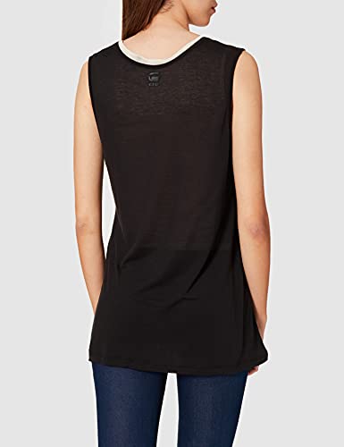 G-STAR RAW Sheer Double Layer Loose Camiseta Inferior, Dk 9908-c319-Cuerda de Tenis, Color Negro Y Blanco, M para Mujer