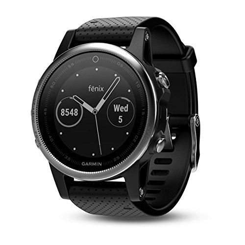 Garmin Fenix 5S Multisport GPS Watch with Outdoor Navigation and Wrist-Based Heart Rate, Silver with Black Band (Reacondicionado)