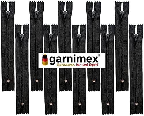 garnimex Cremallera de 50 cm x 10 unidades, color 39, negro, no divisible.