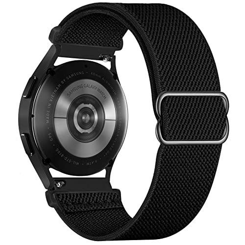 GBOOT Nylon Correa Compatible con Samsung Galaxy Watch 4 (40mm 44mm)/Watch 4 Classic (42mm 46mm)/Watch 4 Classic LTE 46mm,Nylon Pulseras Repuesto Banda,Reloj de Deporte Strap，Pure Black