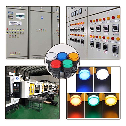Gebildet 10 Piezas 16 mm Luz Indicadora 12-24 VCC LED Montaje en Panel Empotrado (Rojo/Verde/Azul/Naranja/Blanco, Cada Color 2 Piezas)