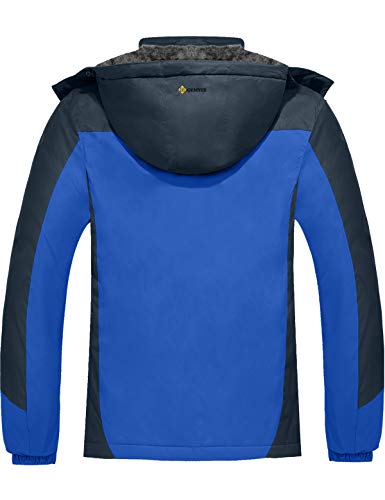 GEMYSE Chaqueta de Esquí Impermeable de Montaña para Hombre Abrigo de Invierno de Lana Antiviento con Capucha (Gris Azul,M)