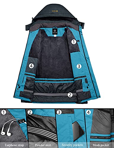 GEMYSE Chaqueta de Esquí Impermeable de Montaña para Mujer Abrigo de Invierno de Lana Antiviento con Capucha (Gris Azul Claro 01,M)