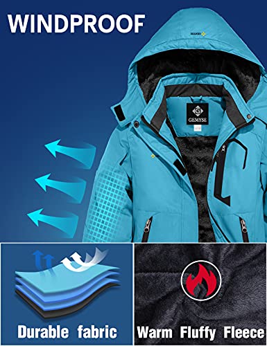 GEMYSE Chaqueta de Esquí Impermeable de Montaña para Niñas Abrigo de Invierno de Lana Antiviento con Capucha (Azul Claro 01,6/7)