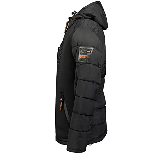 Geographical Norway Beachwood Men - Abrigo Para Hombre Resistente Viento - Chaqueta Acolchada Calor - Jacket Forro Impermeable Exterior (Negro S)