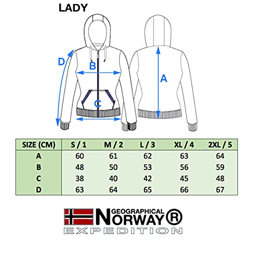 Geographical Norway Flyer Lady - Sudadera con Capucha para Mujer Bolsillos - Sudadera para Mujer Jersey Informal de Manga Larga Abrigo - Chaqueta con Capucha Tops Deportivos (Negro XL Talla 4)