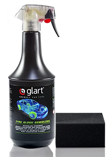Glart 451RK - Abrillantador para el cuidado de neumáticos, plásticos y gomas, acabado mate, 1000 ml, incluye una esponja de aplicación