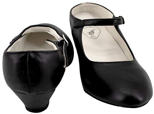 Gojoy shop- Zapato con Tacón de Danza Baile Flamenco o Sevillanas para Niña y Mujer, 5 Colores Disponibles (Negro, 28)