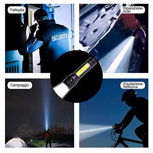 GOLDGE Linterna LED Alta Potencia Linternas para Ciclismo Camping, Portátil Linterna 500 Lúmenes 3 Modos USB recargable Linterna de Alto Rendimiento para Montañismo Reparación del Coche