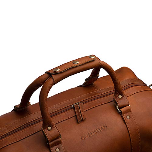 Goldsman Bolsa de viaje de piel de grano completo para viajes de fin de semana como equipaje de mano, color Marrón, talla Einheitsgröße