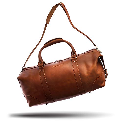 Goldsman Bolsa de viaje de piel de grano completo para viajes de fin de semana como equipaje de mano, color Marrón, talla Einheitsgröße