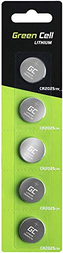 Green Cell 2025 - Pila de botón de Litio 3V, (2025 / CR2025 / CR 2025), diseñada para Dispositivos electrónicos, 5 Unidades